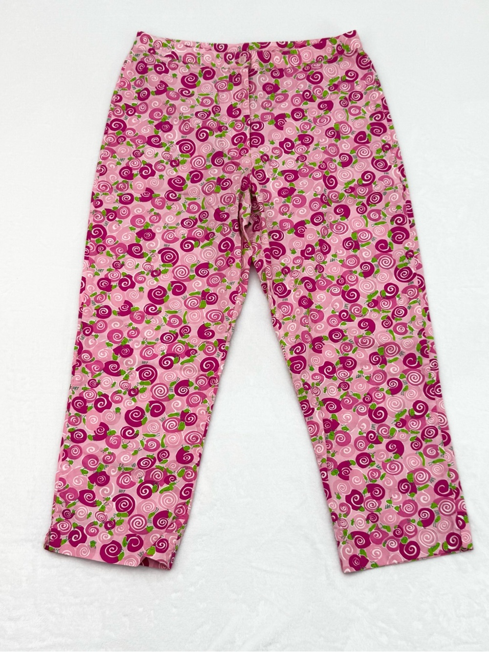 Lilly Pulitzer Women's Size 8 Rolls Royce Snail Print Capri Pants Pink Green